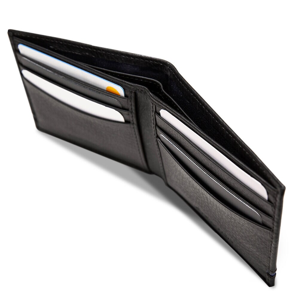Leather Bifold Wallet,Black,large