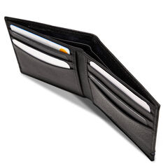 Leather Bifold Wallet,Black,large