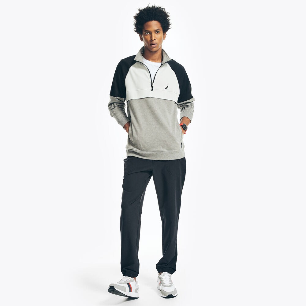 BIG & TALL NAVTECH HALF-ZIP SWEATSHIRT,Stone Grey Heather,large