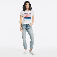 SUNSET PAINTING GRAPHIC T-SHIRT,Bright White,large