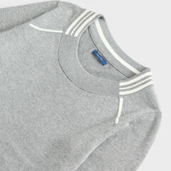 STRIPED-TRIM SWEATER,Quarry Heather,large