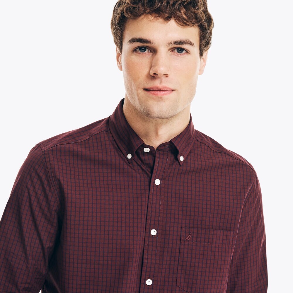 WINDOWPANE SHIRT,Royal Burgundy,large