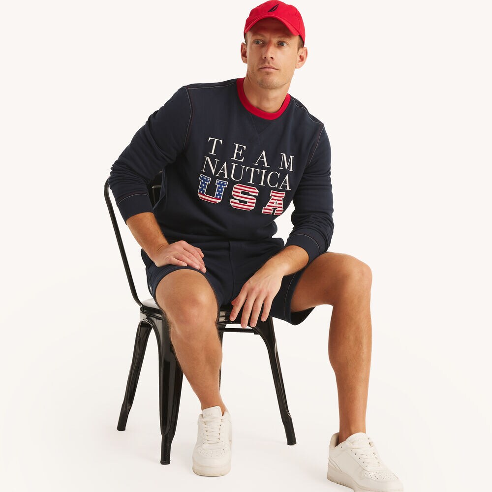 Team USA Crewneck Sweatshirt,Stellar Blue Heather,large