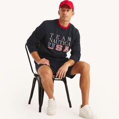 Team USA Crewneck Sweatshirt,Stellar Blue Heather,large