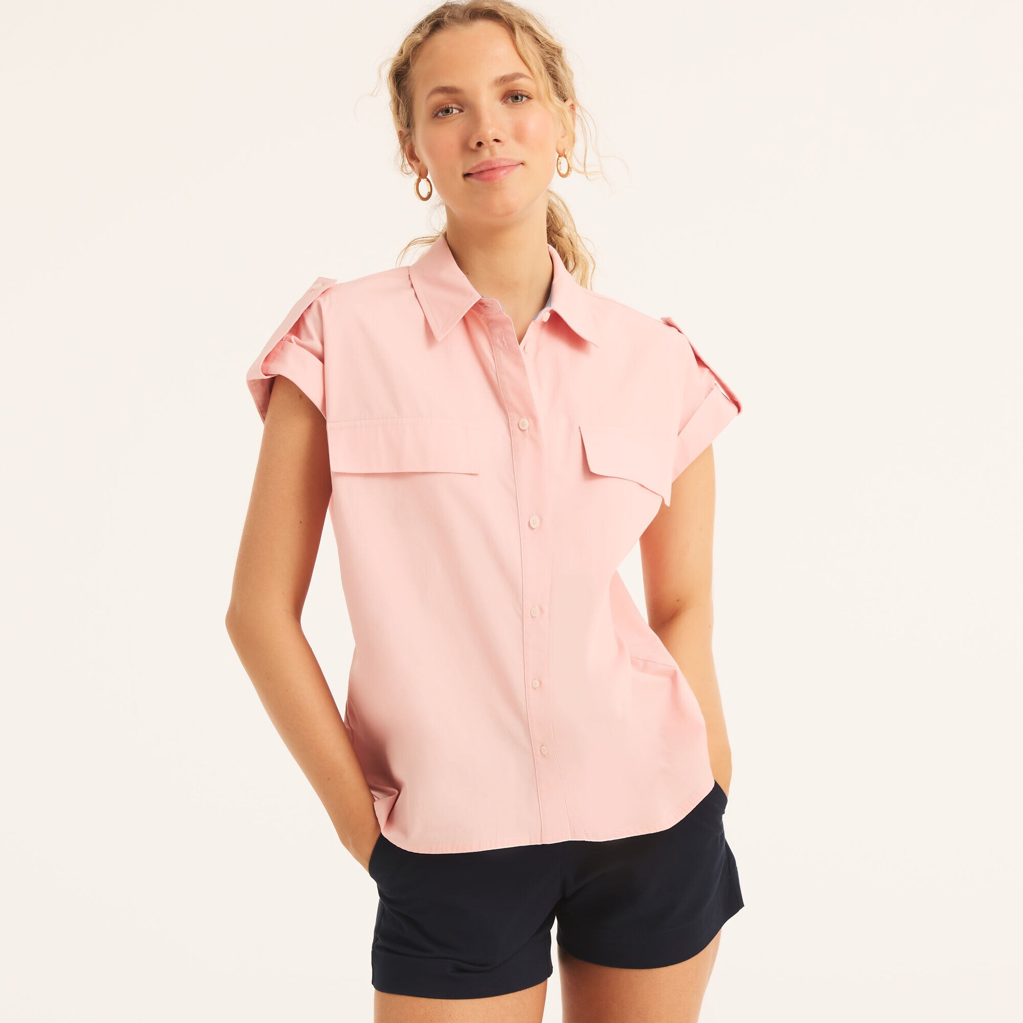 Short-Sleeve Button-Up Shirt,Sunguard Red,large