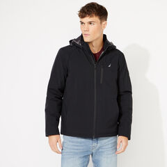 BIG & TALL HOODED ZIP FRONT JACKET,Black,large