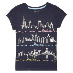 Little Girls' Cityscape Tee (2T-7),Navy,large