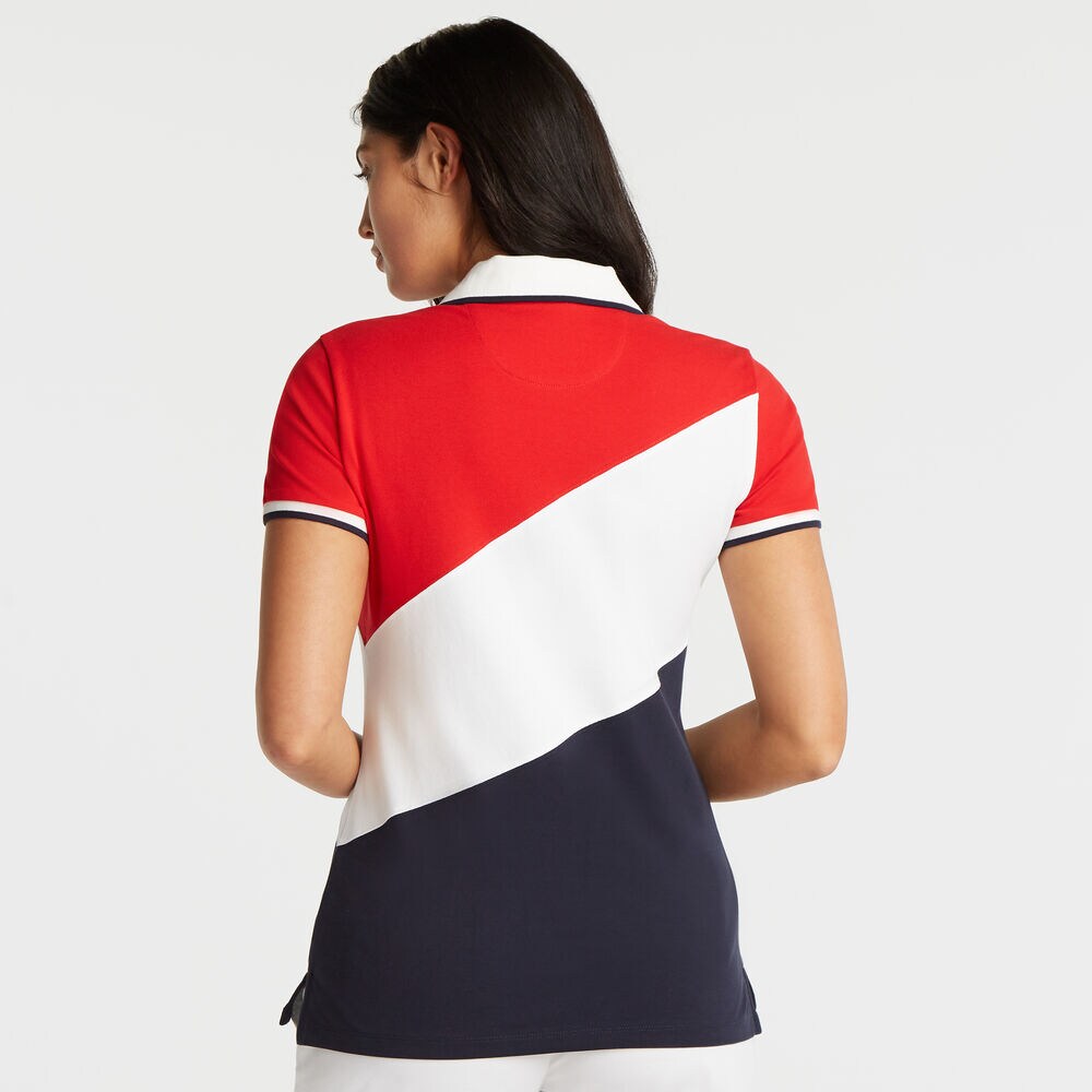 Diagonal Colorblock Pique Polo,Tomales Red,large