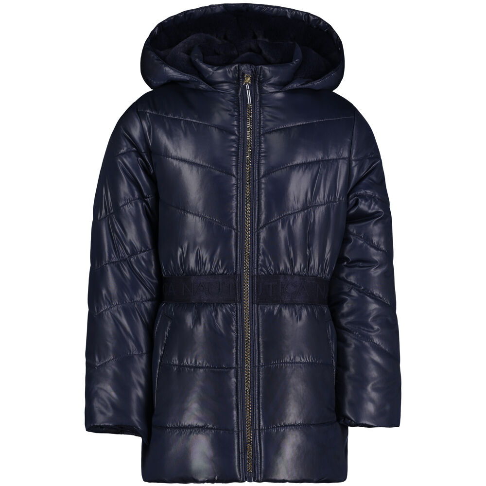 Girls' Cinch Waist Puffer Coat (7-16),Navy,large