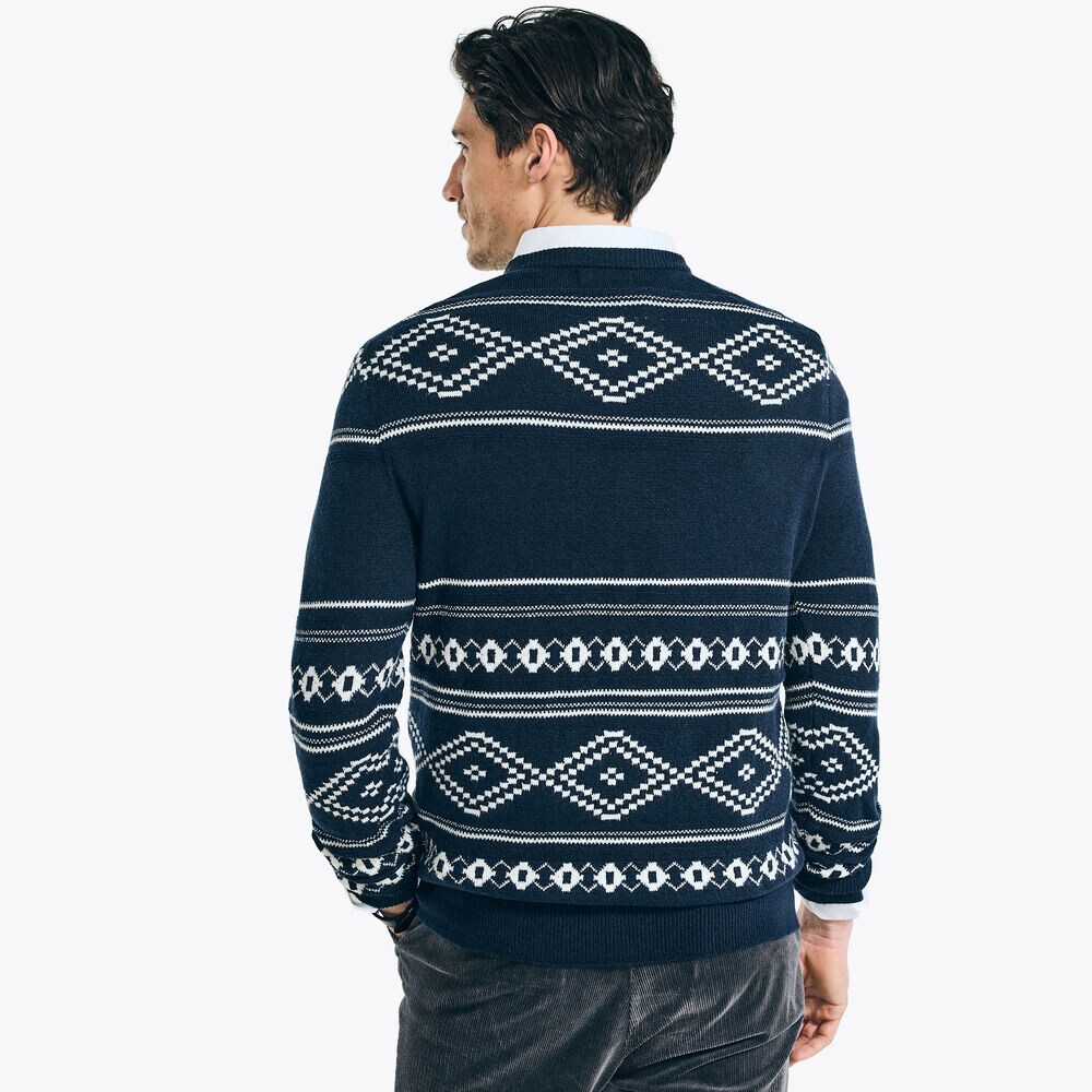 Sustainably Crafted Fair Isle Jacquard Crewneck Sweater,Stellar Blue Heather,large