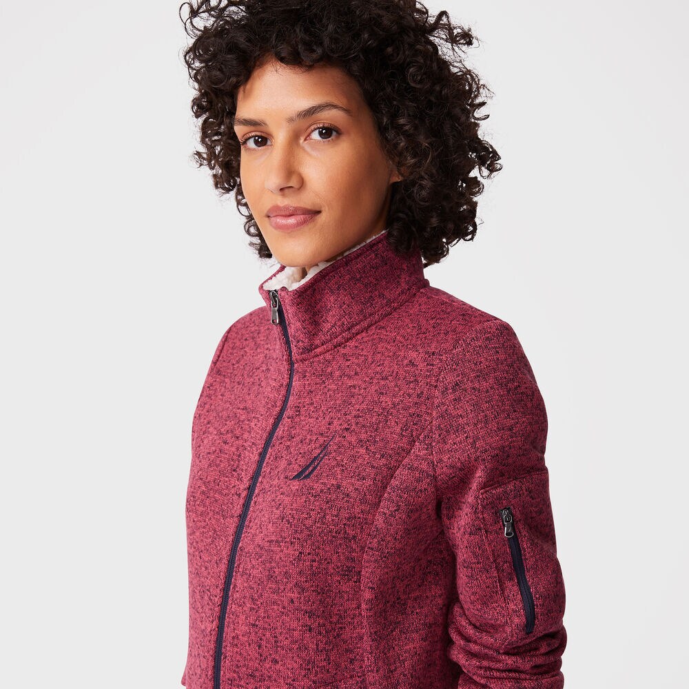 BRAND ICON FULL-ZIP FLEECE,Ruby/wht Poppy,large