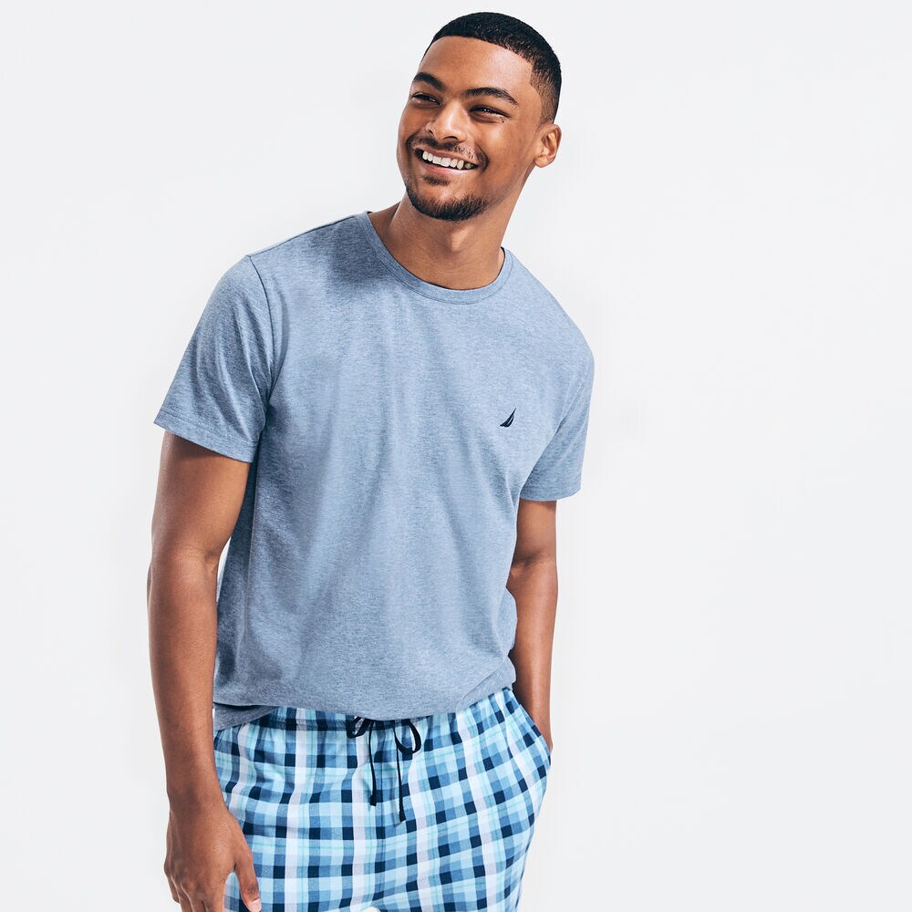 PLAID PAJAMA SET,Anchor Blue Heather,large