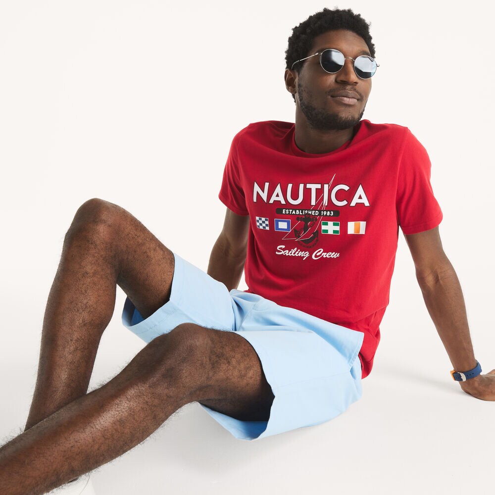 Sailing Crew Graphic T-Shirt,Nautica Red,large