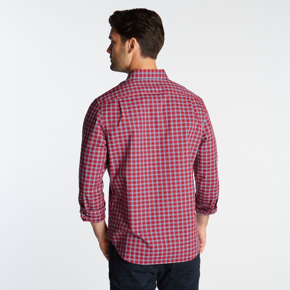 CLASSIC FIT WRINKLE RESISTANT SHIRT IN RED MINI PLAID,Nautica Red,large