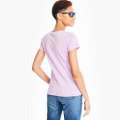 Sustainably Crafted Chest-Stripe Logo Graphic T-Shirt,Purple,large