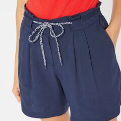 PLEATED HIGH WAIST SHORTS,Stellar Blue Heather,large