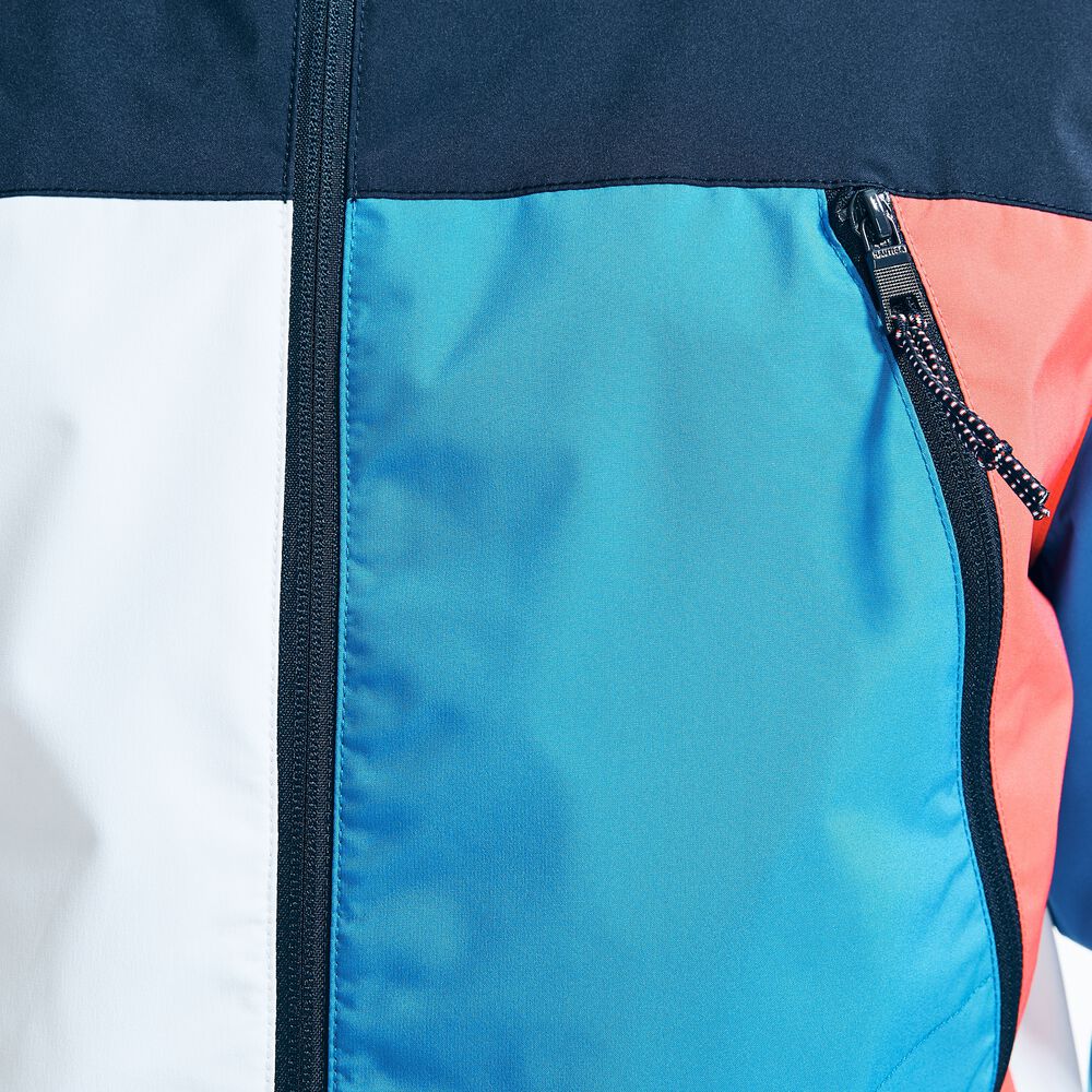COLORBLOCK HOODED JACKET,Navy,large