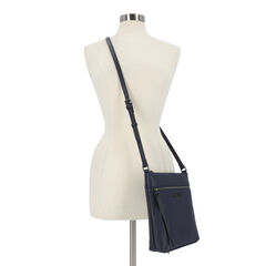 Zip Crossbody Bag,Charcoal Blue Heather,large