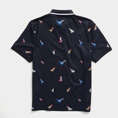 CLASSIC FIT NAUTICAL PRINT POLO,Navy,large