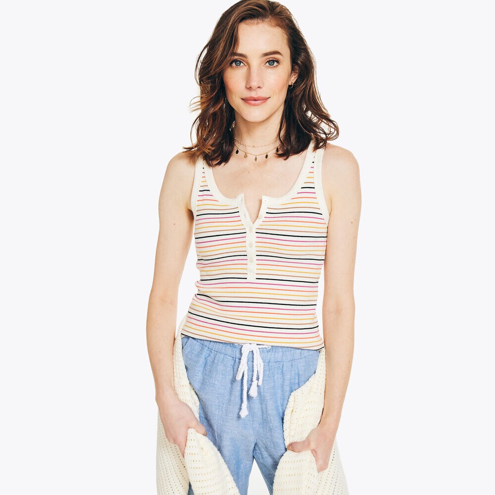 Striped Tank Top,Marshmallow,large