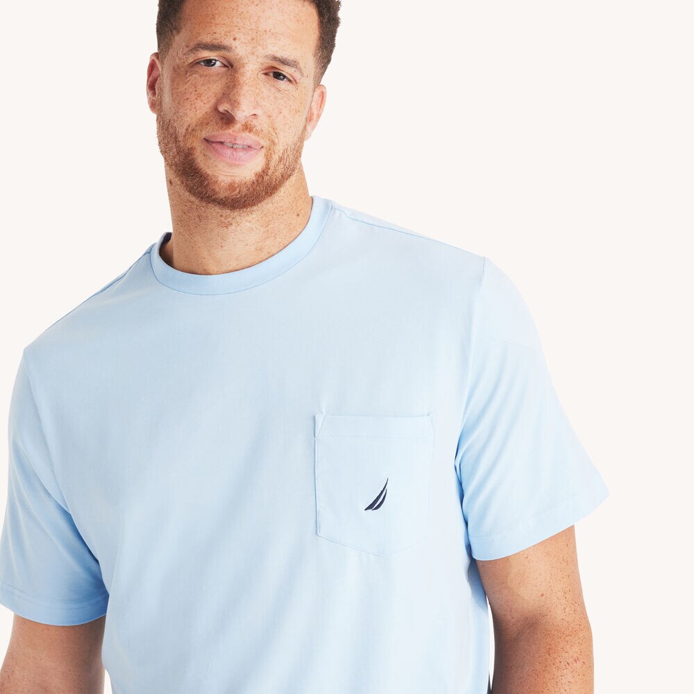 Big & Tall Pocket T-Shirt,Azure Blue,large