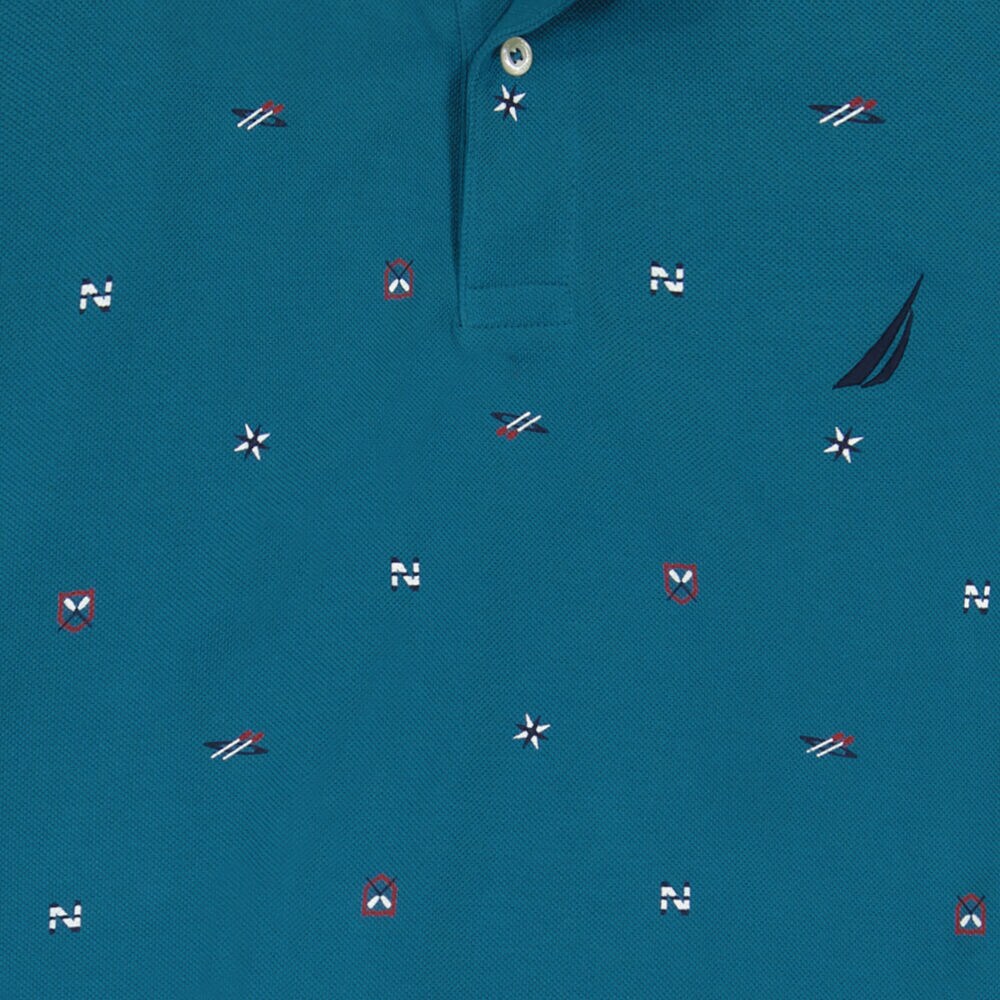 BIG & TALL MARITIME ICON PRINTED POLO,Capri Blue,large