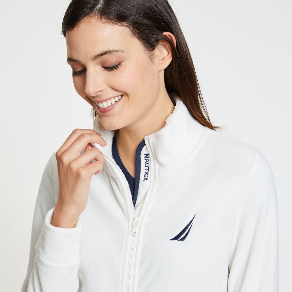 Solid Nautex Fleece Full-Zip Jacket,Marshmallow,large