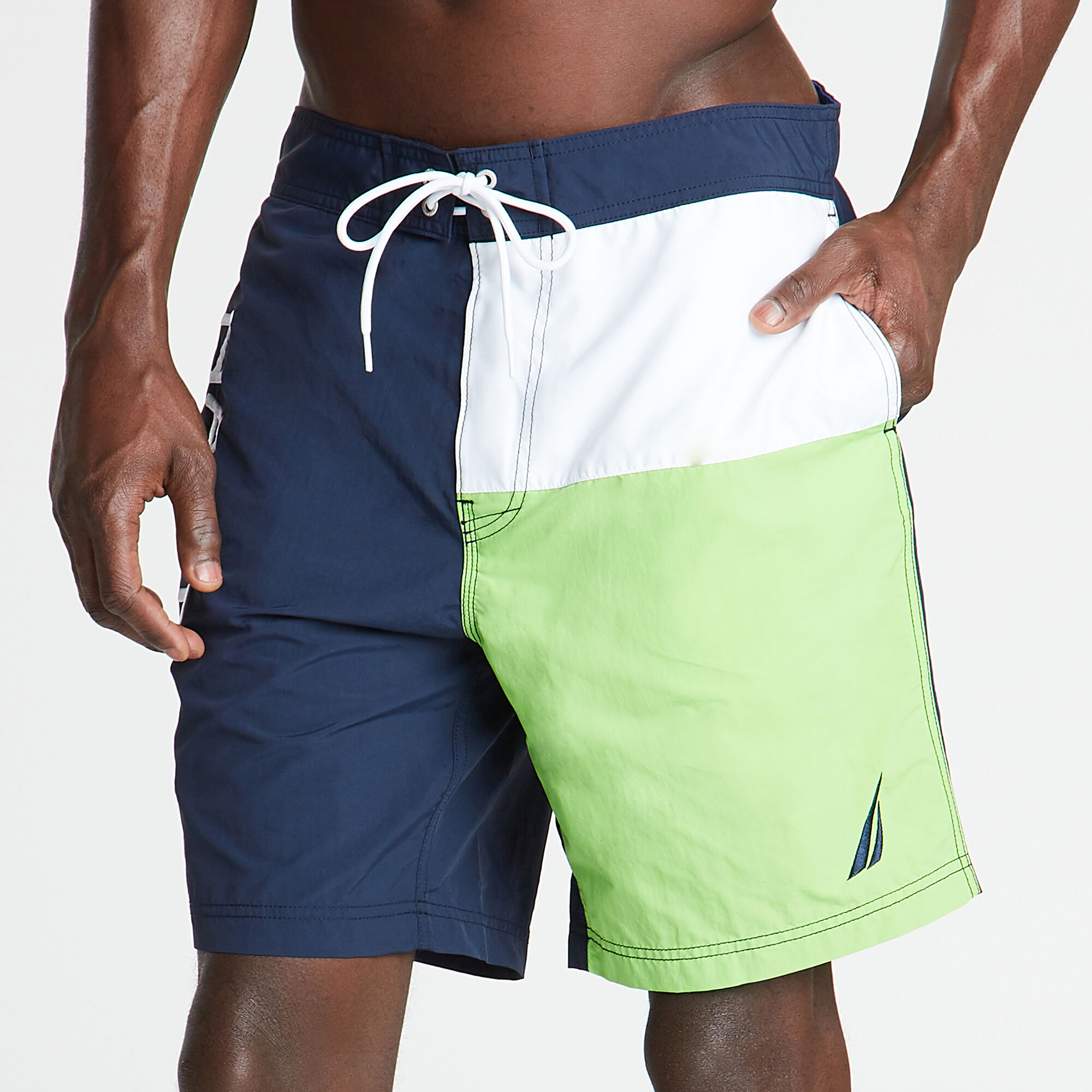 8" SWIM TRUNK IN COLORBLOCK,Navy,large