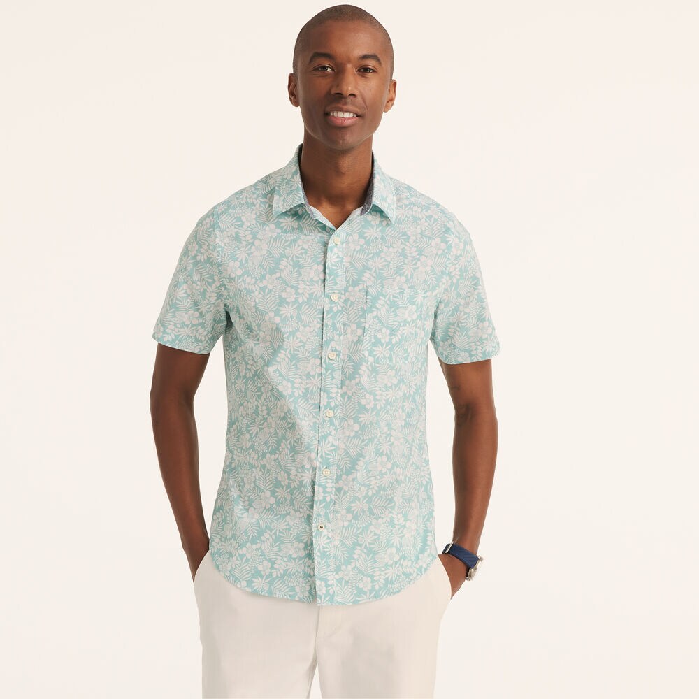Printed Poplin Short-Sleeve Shirt,Deep Dive Wash,large