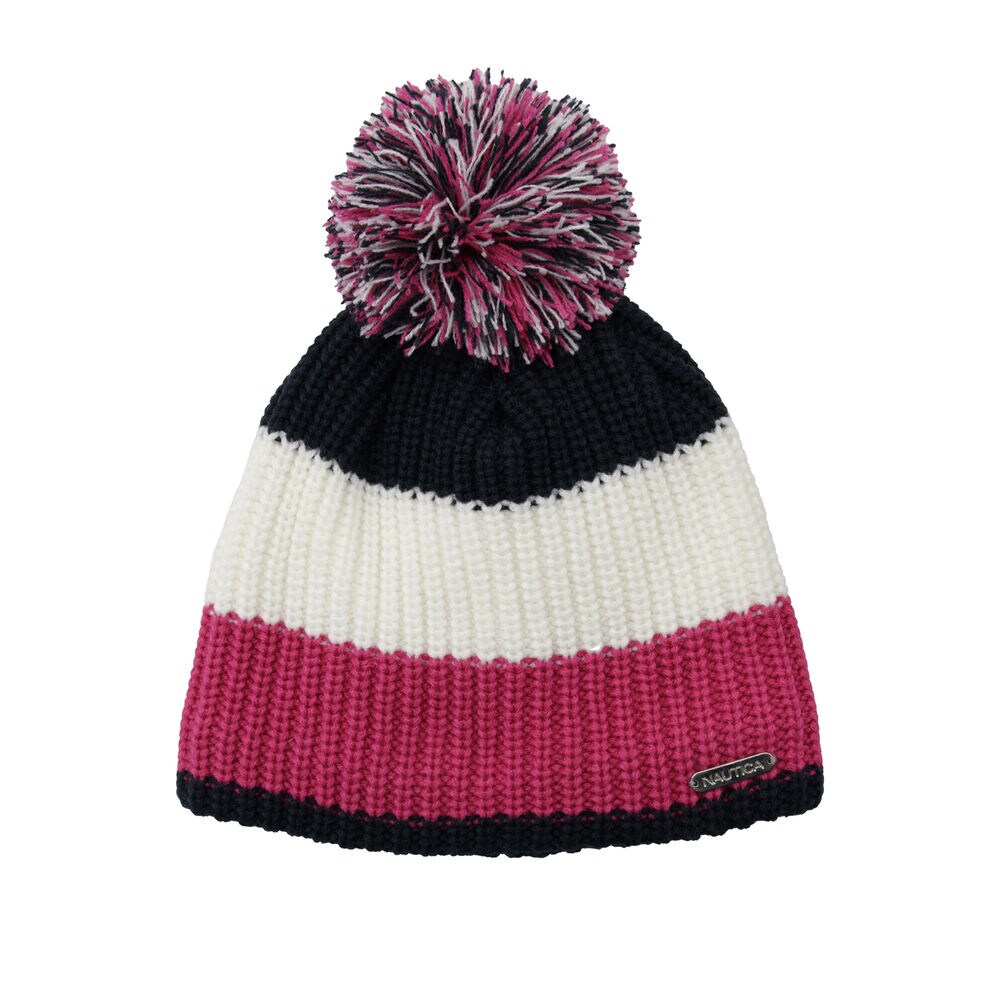 COLORBLOCK POM-POM BEANIE,Dove,large