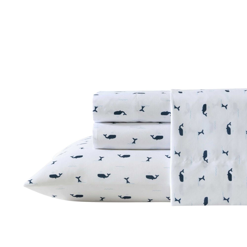 Caspian Whales Navy Full Sheet Set,Bali Bliss,large