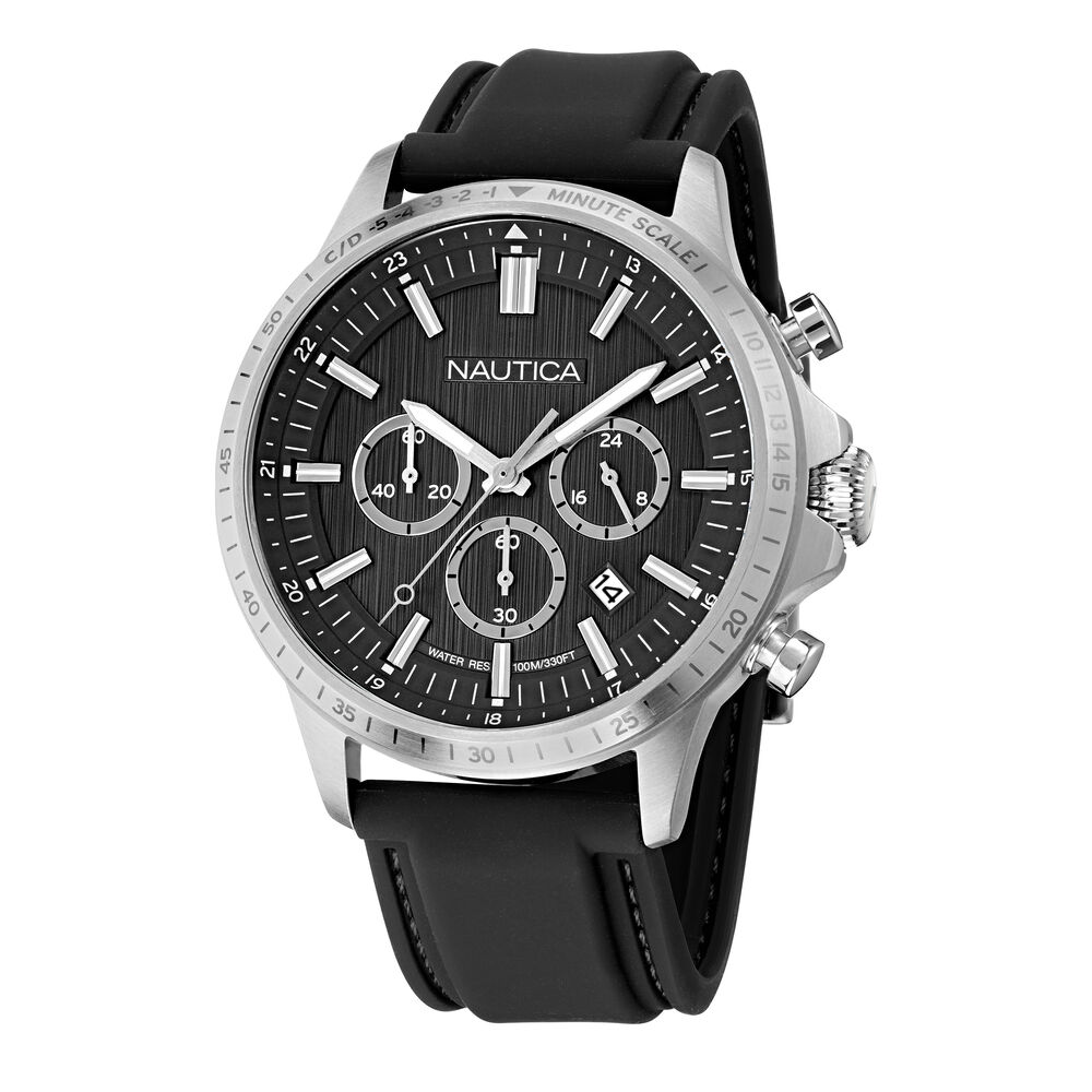 NCT Blue Ocean Chronograph Silicone Watch,Black,large