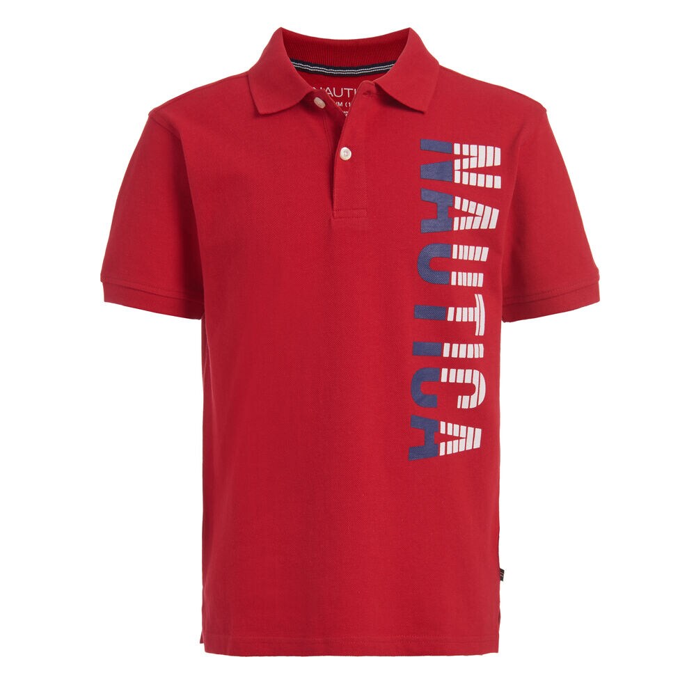LITTLE BOYS' VERTICAL LOGO GRAPHIC POLO (4-7),Melonberry,large