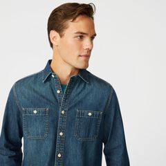 BIG & TALL DENIM SHIRT,Navy,large