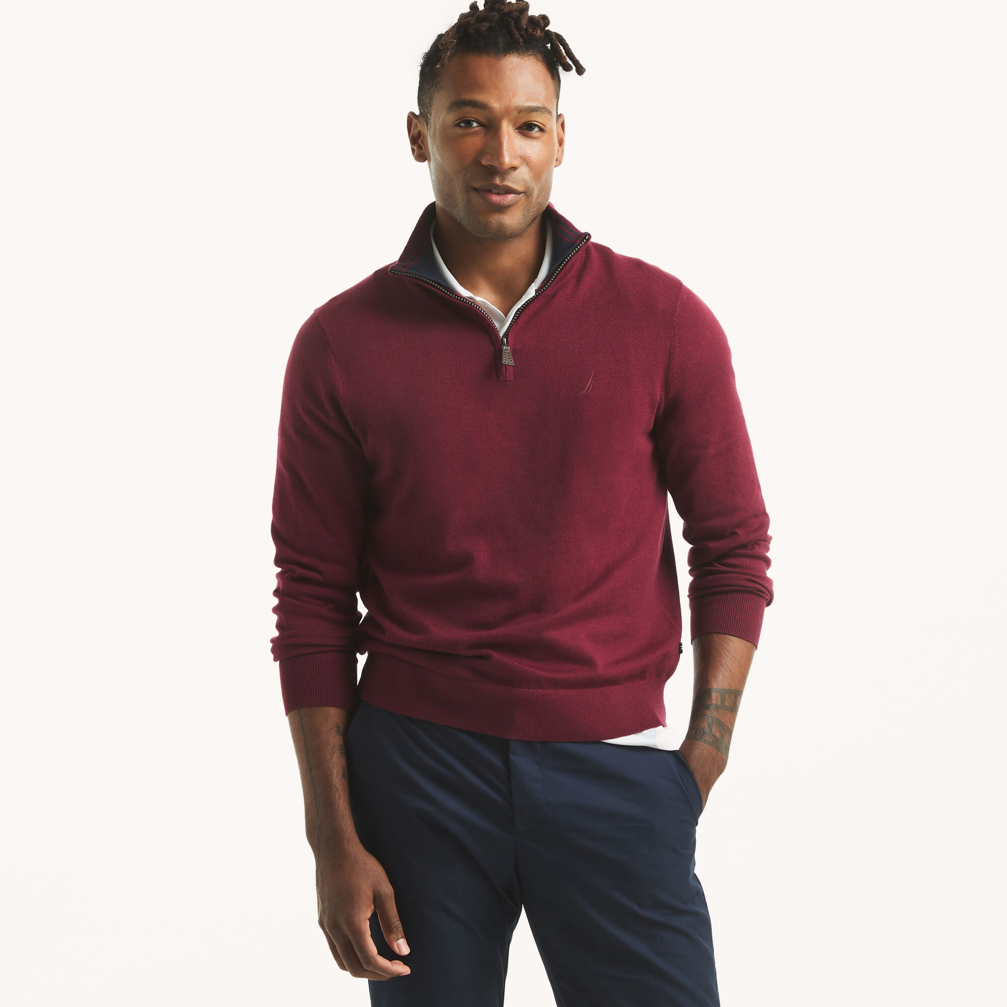 Navtech Quarter-Zip Sweater,Zinfandel,large