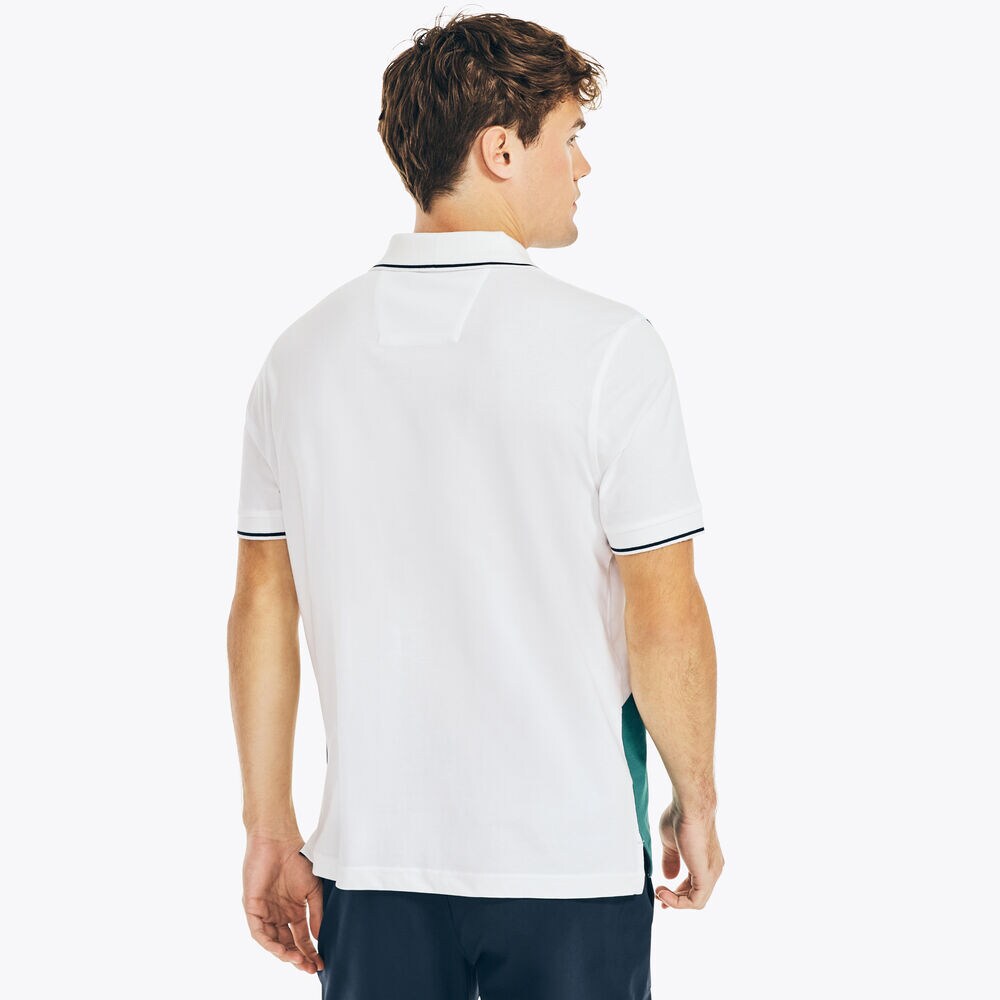 CLASSIC FIT COLORBLOCK PIECED POLO,Bright White,large