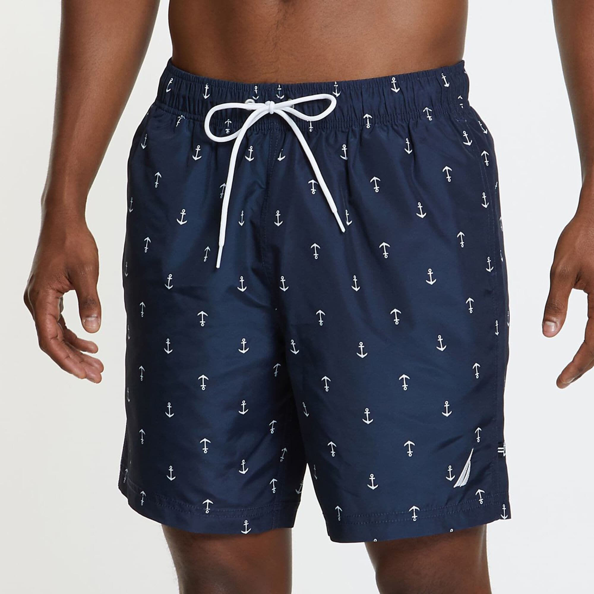 8.5" BIG & TALL ANCHOR PRINT SWIM SHORT,Navy,large
