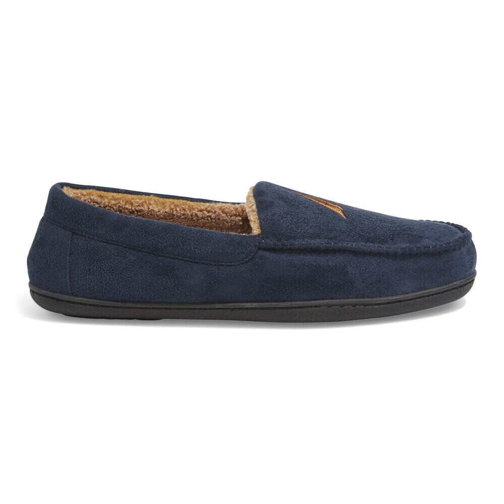 MICROSUEDE FLEECE LINED SLIPPERS,Navy,large