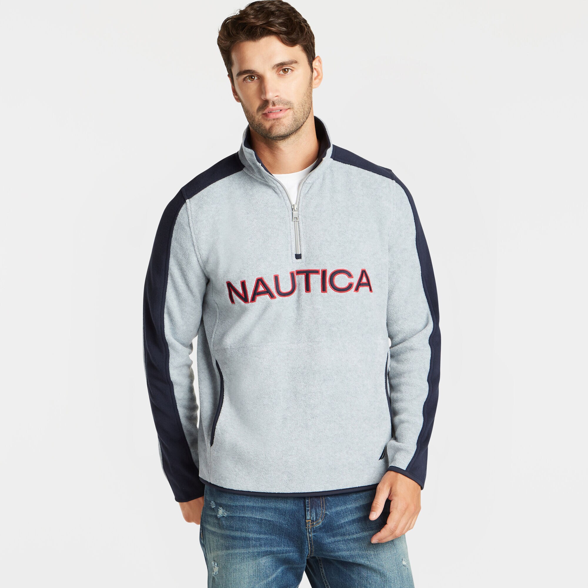 Nautica QUARTER-ZIP LOGO NAUTEX FLEECE PULLOVER. 1