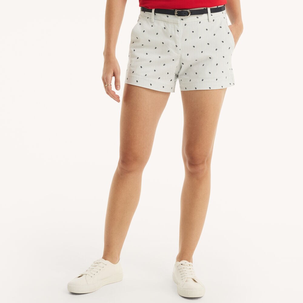 4" Stretch-Twill Printed Short,Bright White,large
