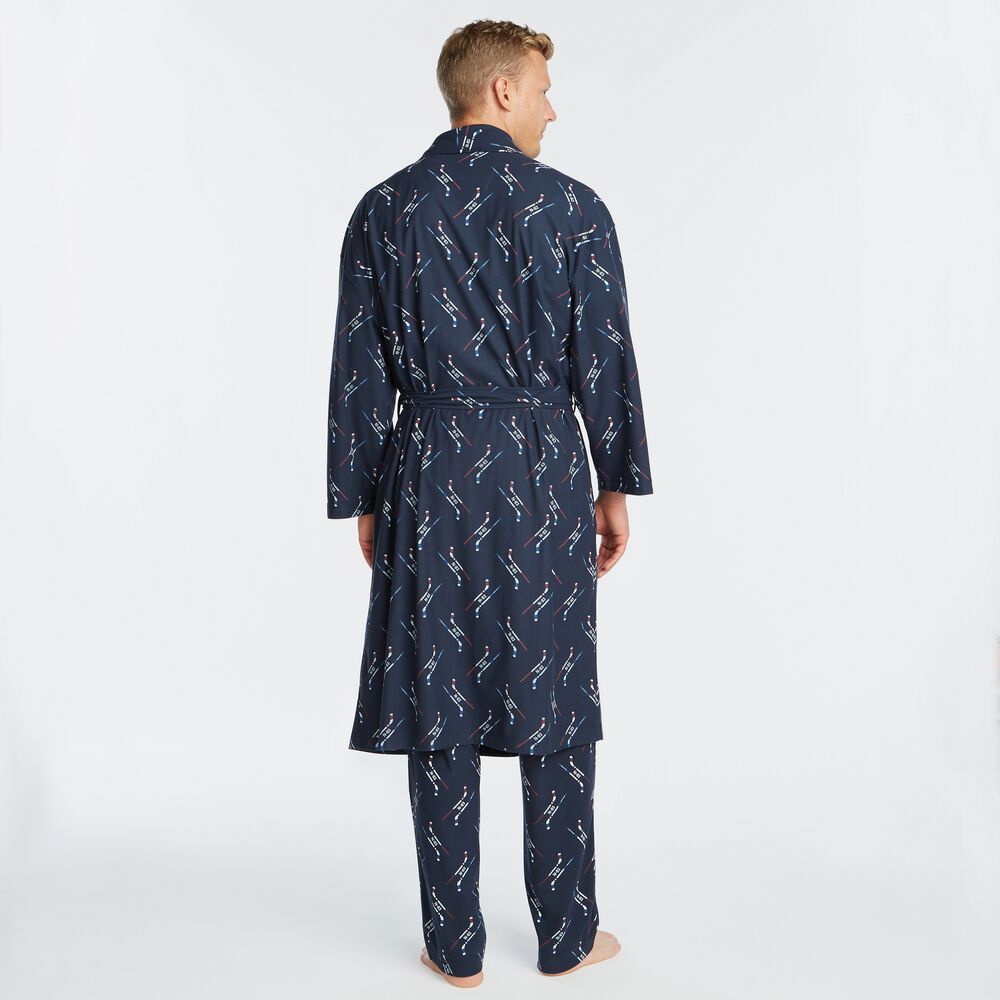 HOCKEY STICK PRINT KNIT ROBE,Navy,large