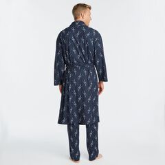 HOCKEY STICK PRINT KNIT ROBE,Navy,large
