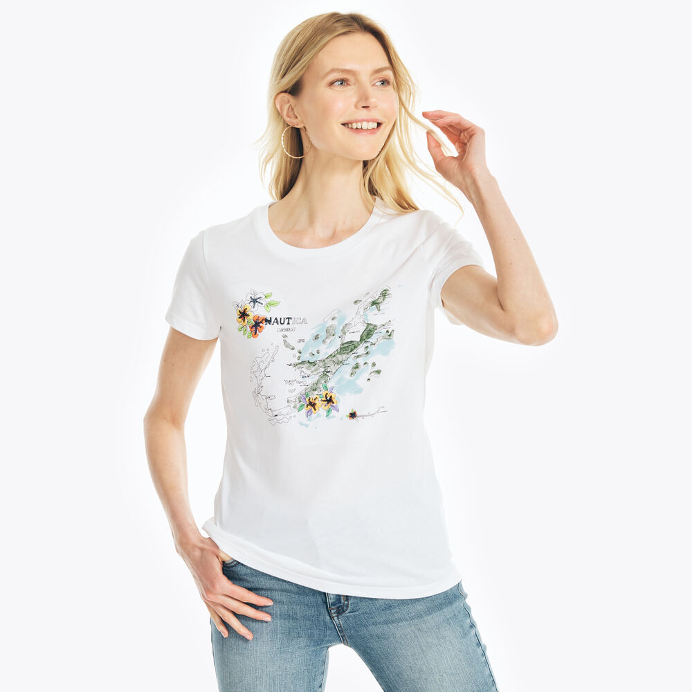 SUSTAINABLY CRAFTED ISLAND GRAPHIC T-SHIRT,Bright White,large