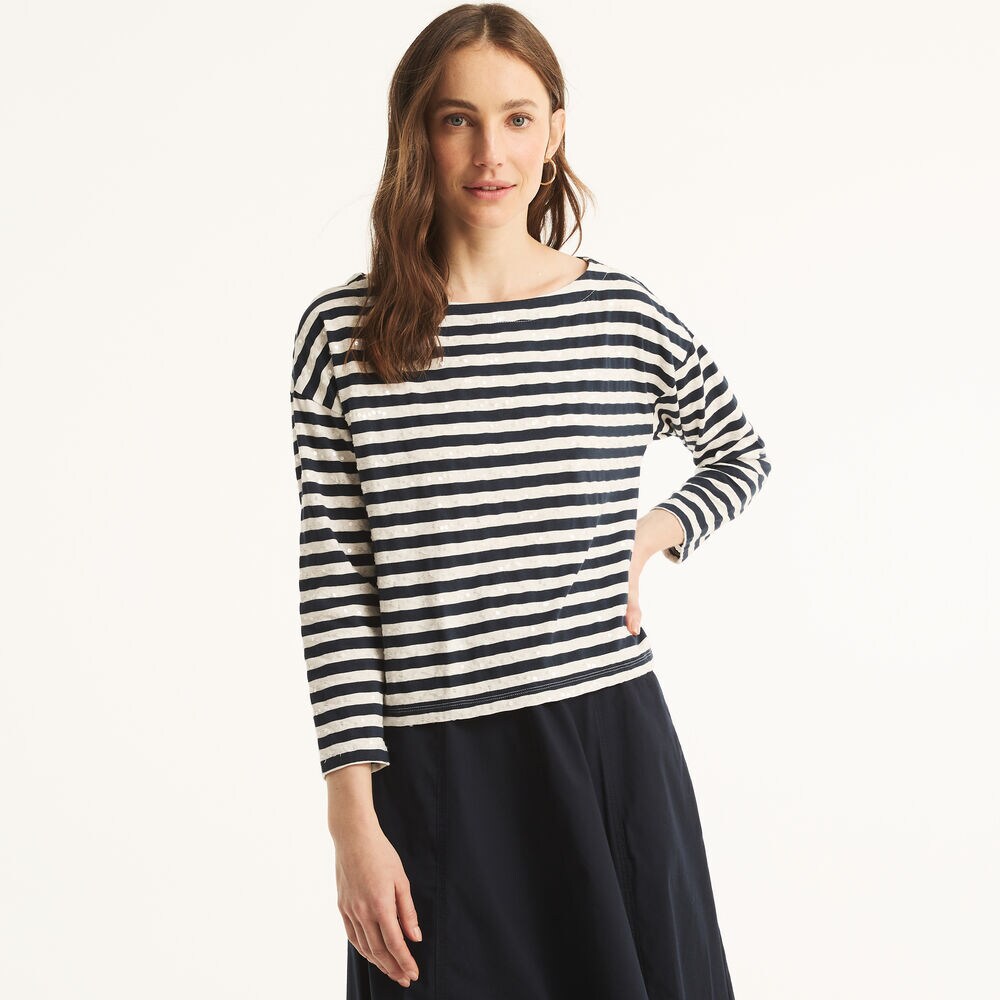 Sequin Striped Long-Sleeve T-Shirt,Stellar Blue Heather,large