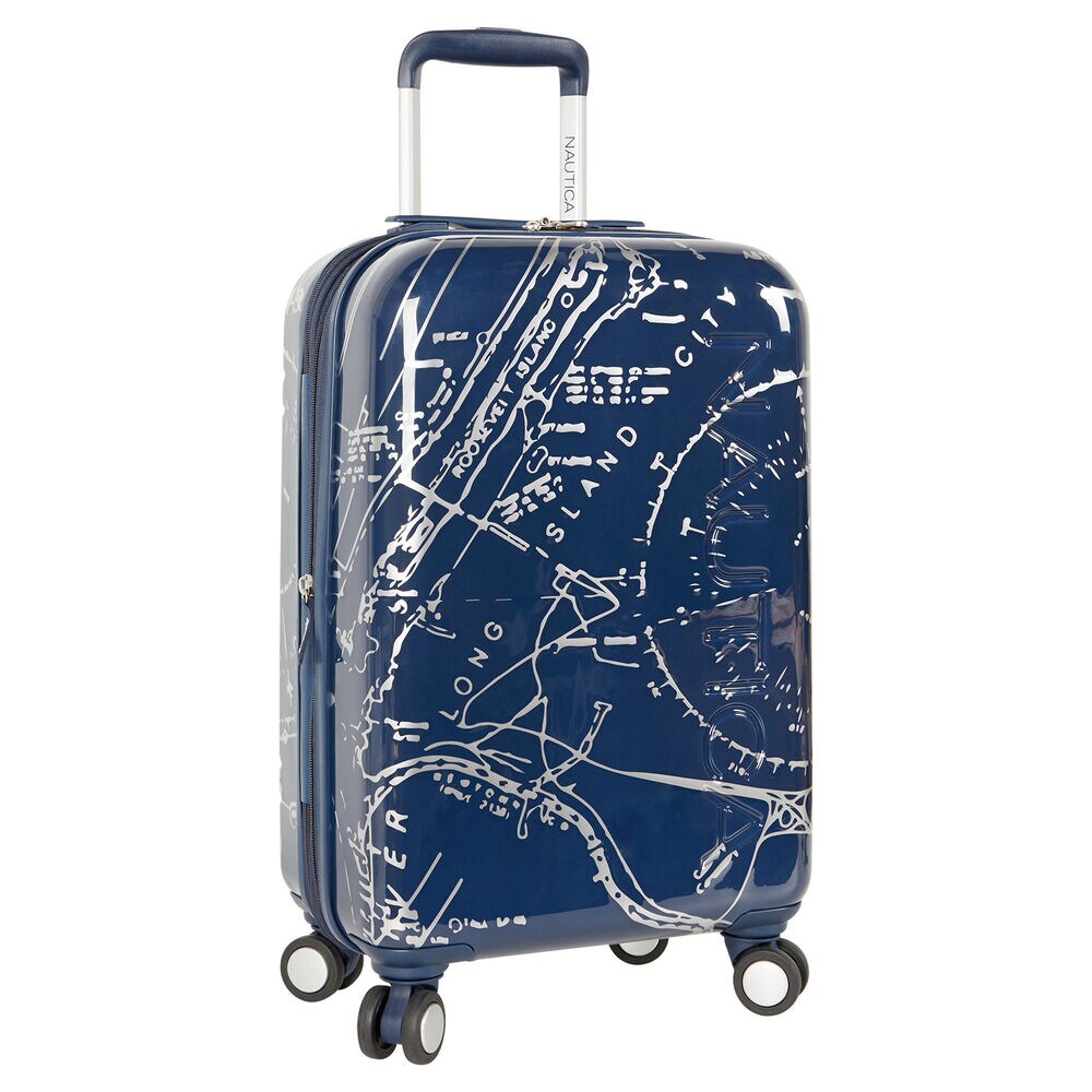 Shipyard Map 20-Inch Spinner Luggage,Navy,large