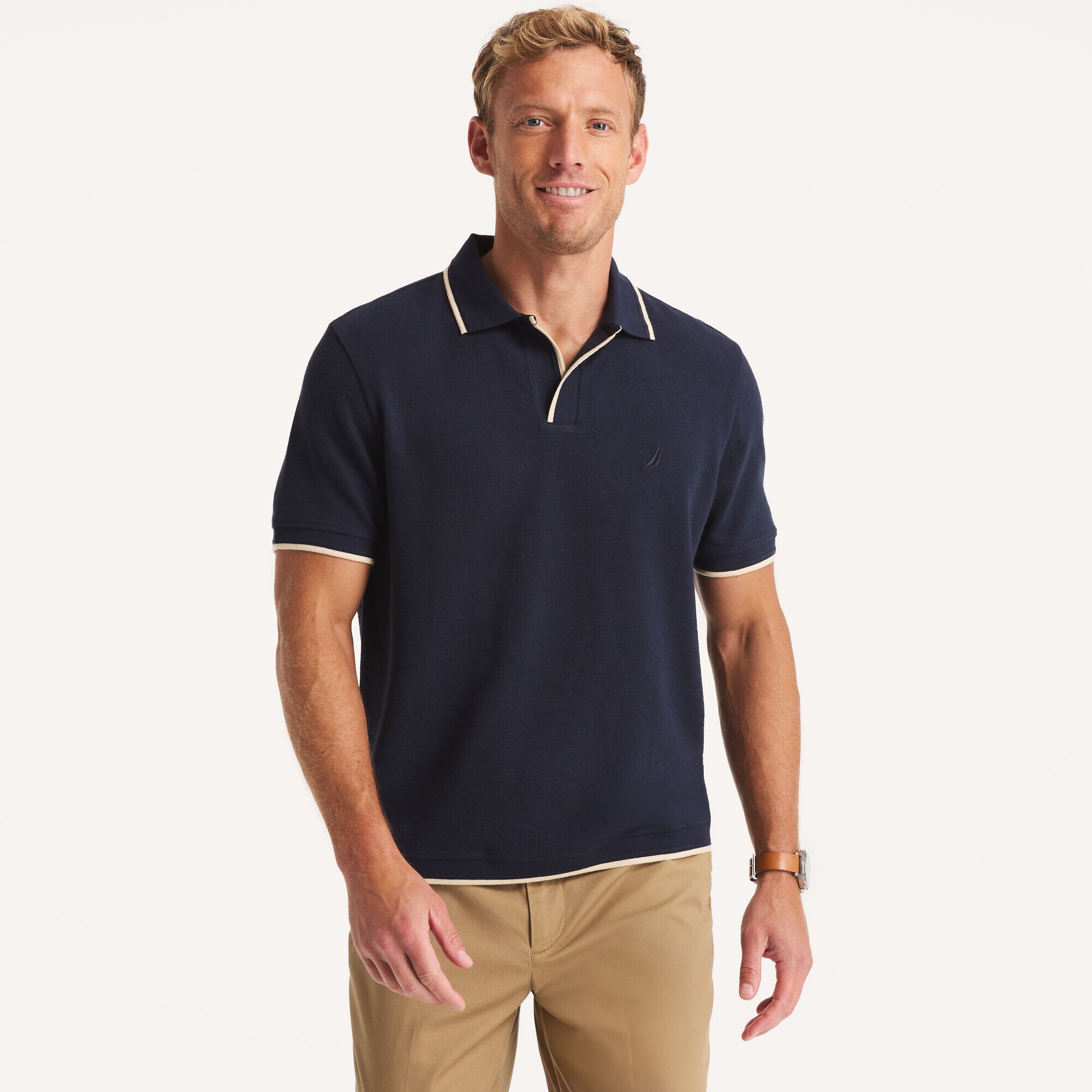 Classic Fit Solid Polo,Stellar Blue Heather,large