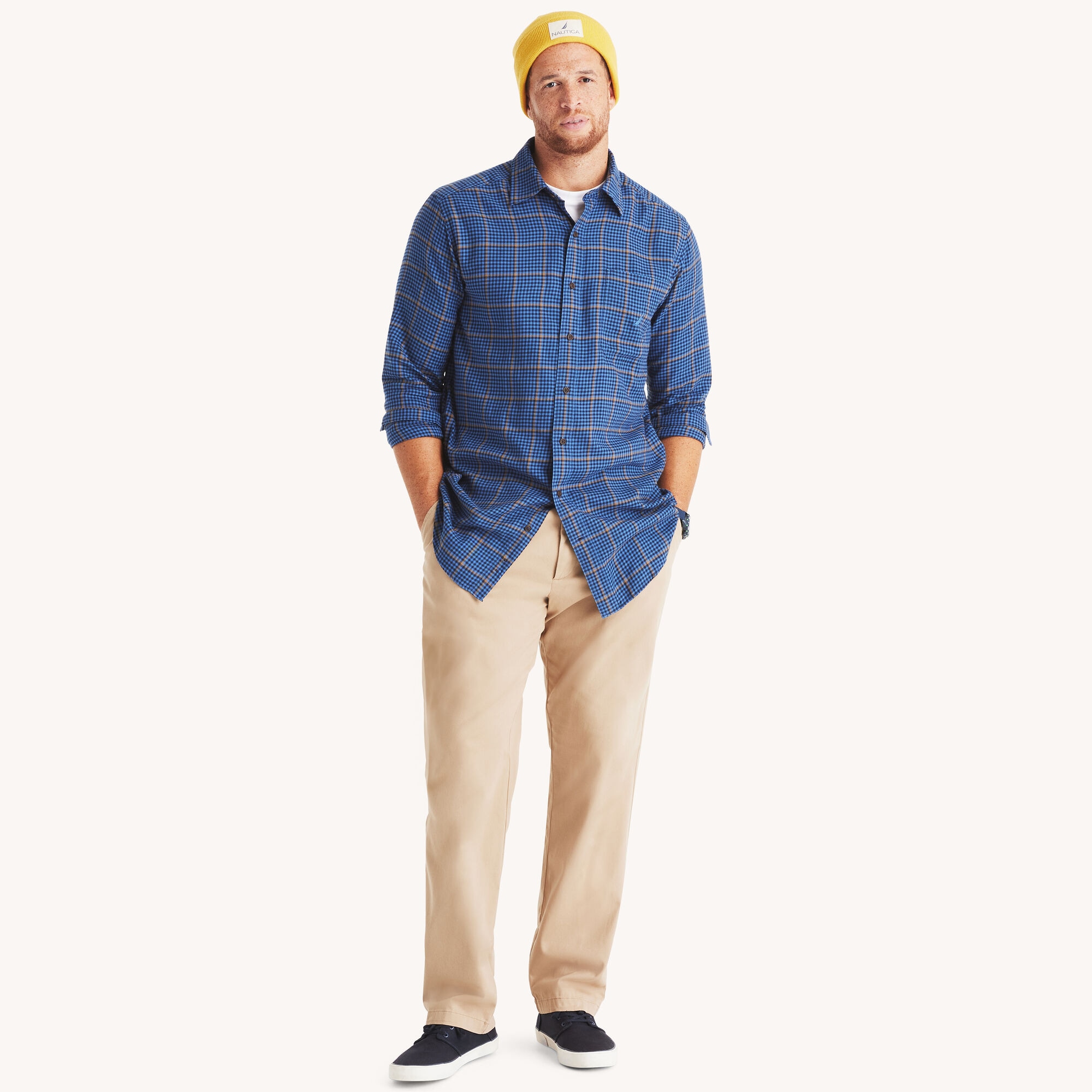 Big & Tall Plaid Shirt,Nite Sea Heather,large