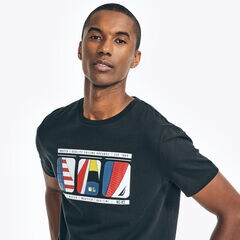 SUSTAINABLY CRAFTED SAILING GRAPHIC T-SHIRT,True Black,large