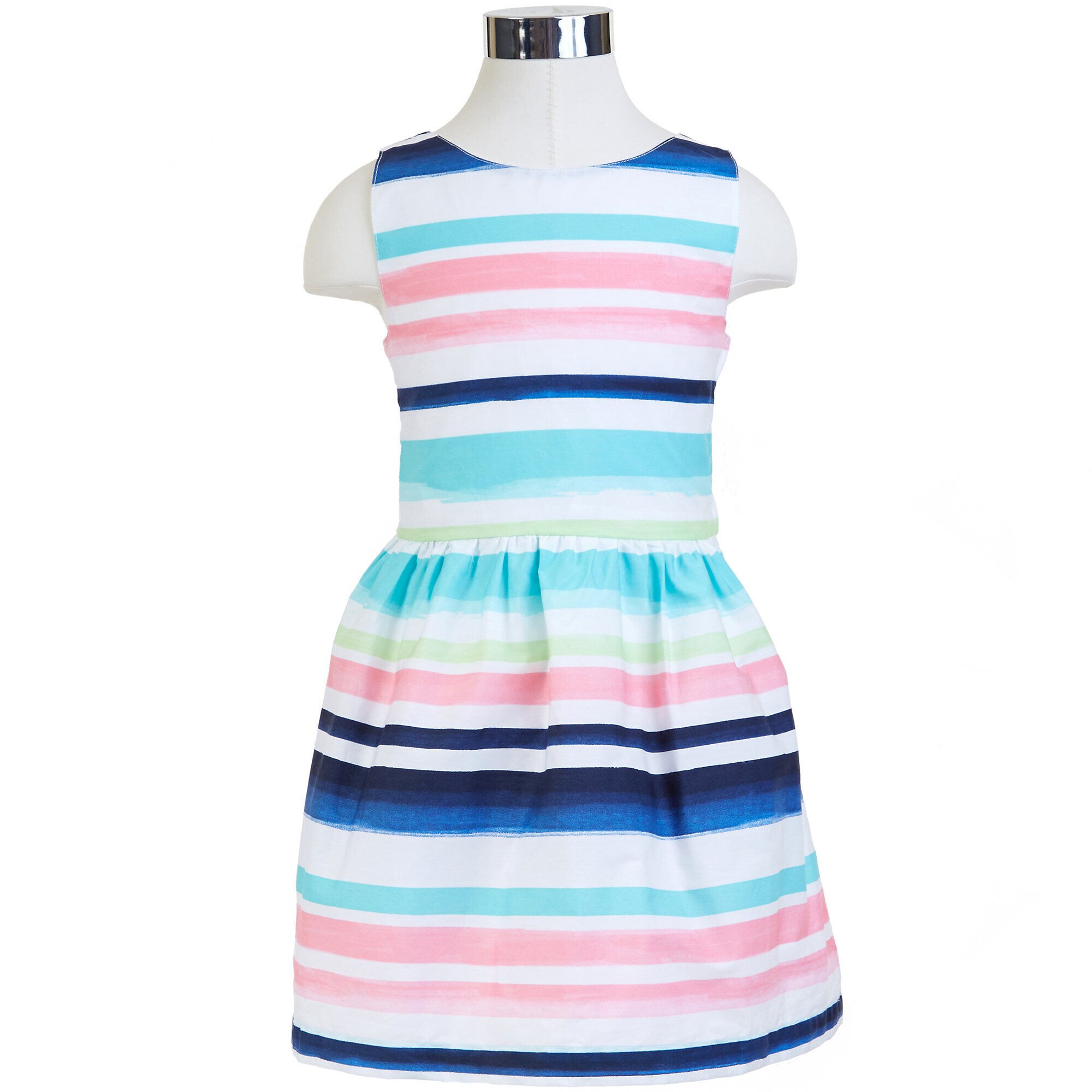 Little Girls' Striped Sleeveless Dress (2T-7) ,Hawaiian Ocean,large