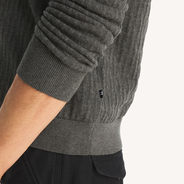 Textured Logo Quarter-Zip Sweater